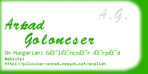 arpad goloncser business card